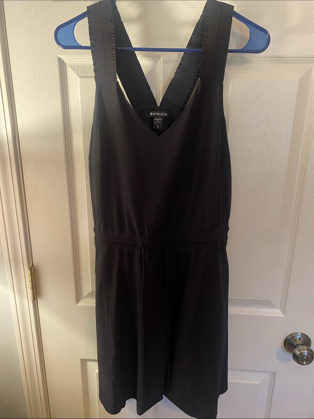 Athleta Black V-Neck Strappy Mini Dress